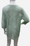 Crocheted V-Neck Batwing Top