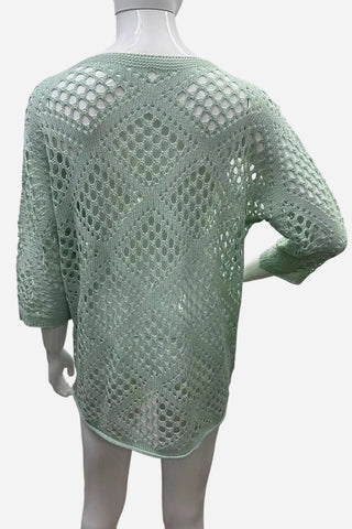 Crocheted V-Neck Batwing Top
