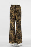 Leopard Print High-Waist Wide-Leg Casual Pants