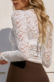 Floral Lace Mock Neck Long Sleeve Blouse