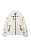 Contrast Trim Zip-Up Sherpa Jacket