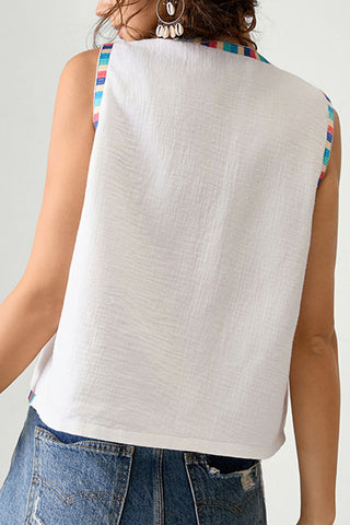 Boho Floral Pattern Open-Front Vest