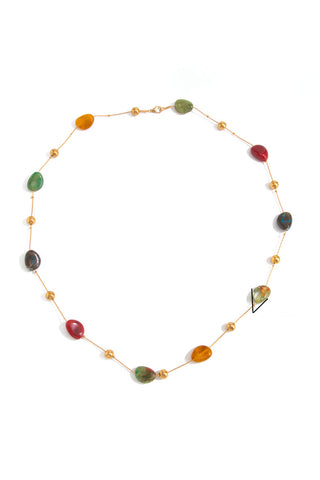 Multi-Stone Chain Lariat Necklace