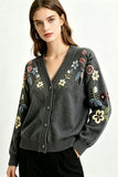 Floral V-Neck Button-Front Cardigan
