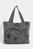 Patchwork Pocket Denim Tote Bag