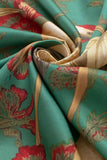 Fringed Crane Print Square Scarf