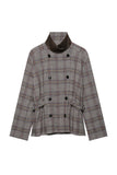 Plaid Double-Breasted Belted Jacket