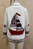 Sailboat Intarsia Knit Cardigan