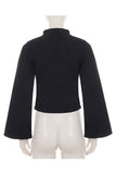 Double-Breasted Bell Sleeve Crop Blouse