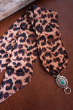 Printed Bandana Neck Scarf with Turquoise Buckle