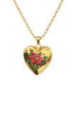 Floral Enamel Heart Locket Necklace