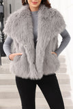 Faux Fur Sleeveless Open Front Vest