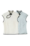 Mandarin Collar Sleeveless Polo Top
