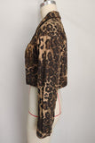 Leopard Print Crop Denim Jacket
