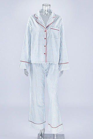 Plaid Long Sleeve Button-Front Pajama Set