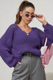 Sheer V-Neck Loose Knit Sweater