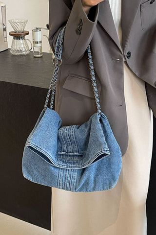 Flap Chain Strap Slouchy Shoulder Bag