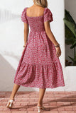 Smocked Ruffle Sleeve Casual Dress