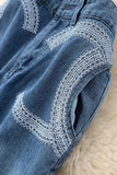 Patterned High-Waist Wide-Leg Straight Jeans