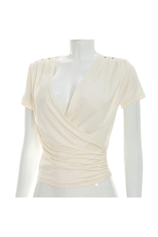Elegant Wrap V-Neck T-Shirt