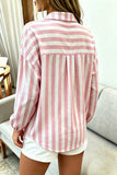 Striped Button-Up Ruffled Blouse