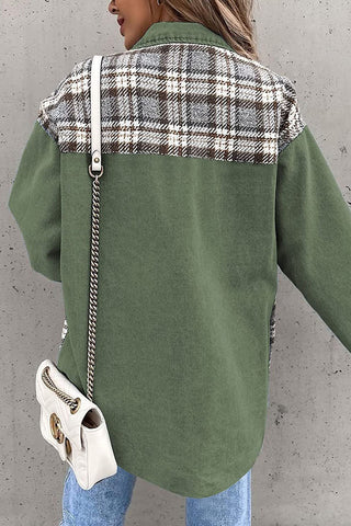 Plaid Patchwork Button-Front Jacket
