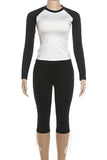 Raglan Sleeve Side-Tie Capri Pants Set