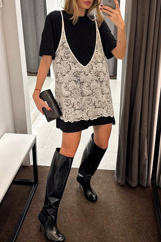 Layered Lace Accent T-Shirt