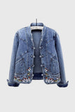 Butterfly Frog Button Denim Jacket