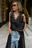 Lace-Trim Casual Layered Dress