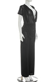 Draped V-Neck Pants Set
