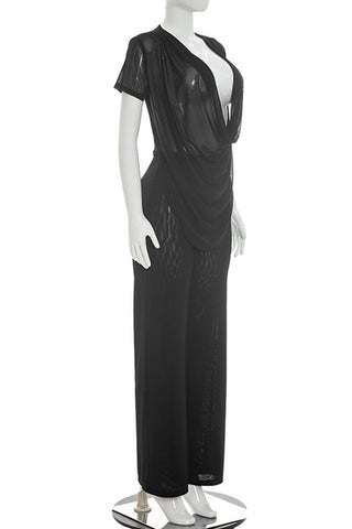 Draped V-Neck Pants Set