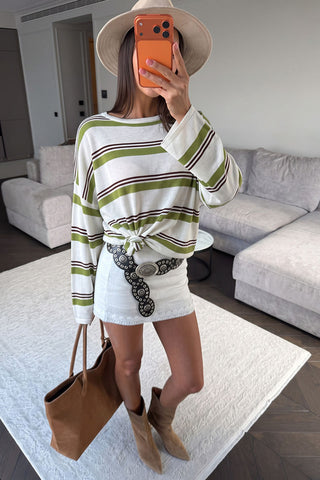 Striped Crew Neck Long Sleeve Top