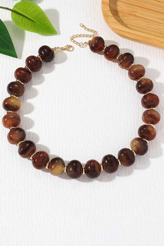 Polished Beaded Statement Necklace