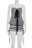 Strapless Striped Casual Dress