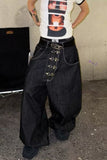 Buckle-Front Wide Leg Jeans
