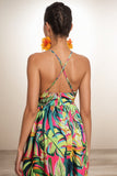 Tropical Halter Maxi Dress