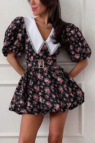 Casual Floral Dress with Pleated Skirt