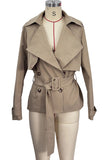 Belted Peplum Collar Coat