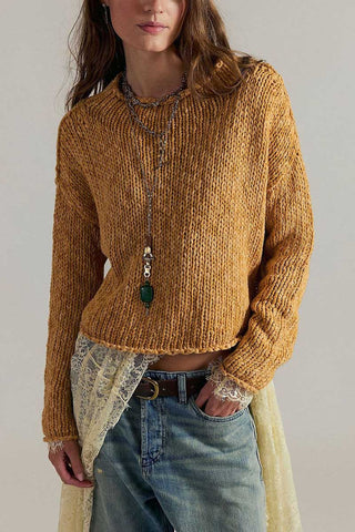 Knit Crew Neck Crop Sweater
