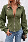 Zip-Front Collared Fitted Jacket