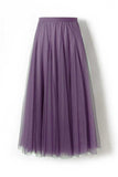 Sheer Tulle High-Waist A-Line Midi Skirt
