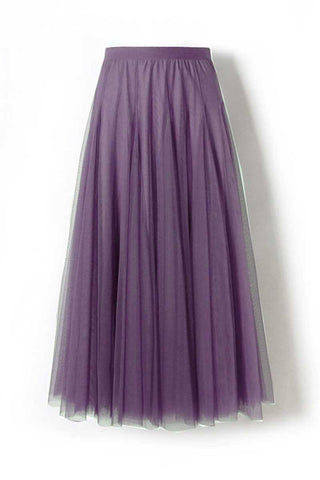 Sheer Tulle High-Waist A-Line Midi Skirt