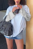 Striped Sleeve Crew Neck Oversized T-Shirt