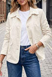 Scalloped Lace Trim Suede Jacket