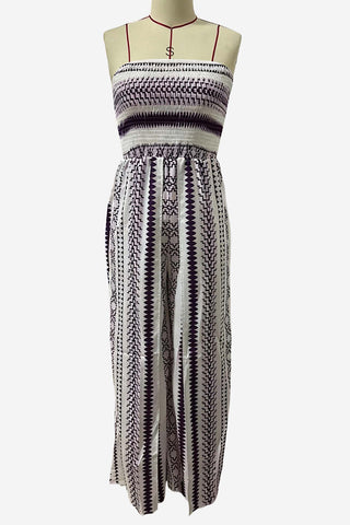 Strapless Printed Wide-Leg Jumpsuit