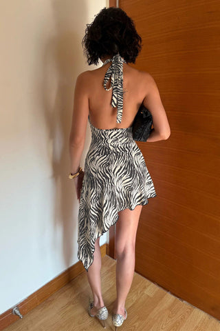 Zebra Print Halter Dress
