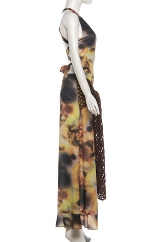 Halter Maxi Dress with Crochet Detail