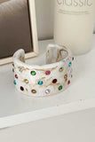 Marbled Rhinestone Wide Cuff Bracelet