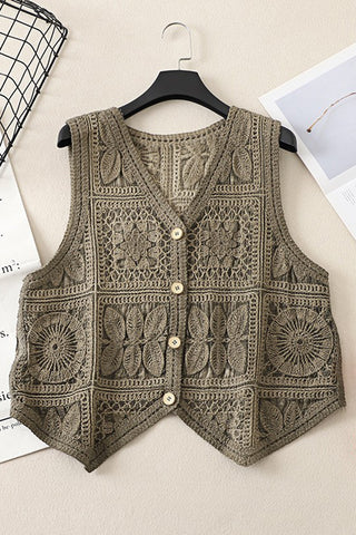Button-Front Crochet Vest